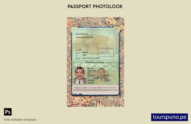 Plantilla de apariencia de fotografía de pasaporte de Benín lista para imprimir